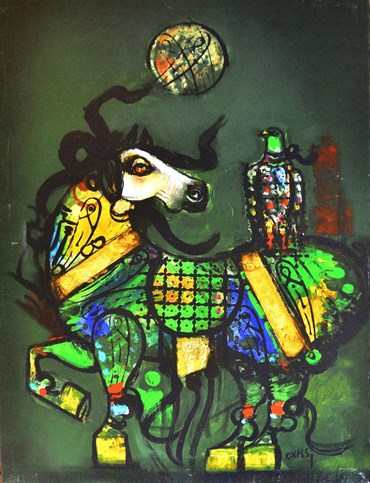 Painting, Nasser Ovissi, Green Horse and Eagle, , 42044