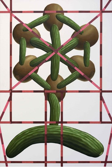 Painting, Ali Alemzadeh Ansari, Flower Composition with Kiwis and Cucumbers, 2021, 52362