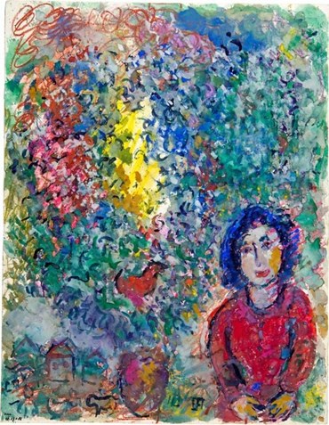 , Marc Chagall, Femme au Corsage Rouge avec Grand Bouquet, 1984, 78137