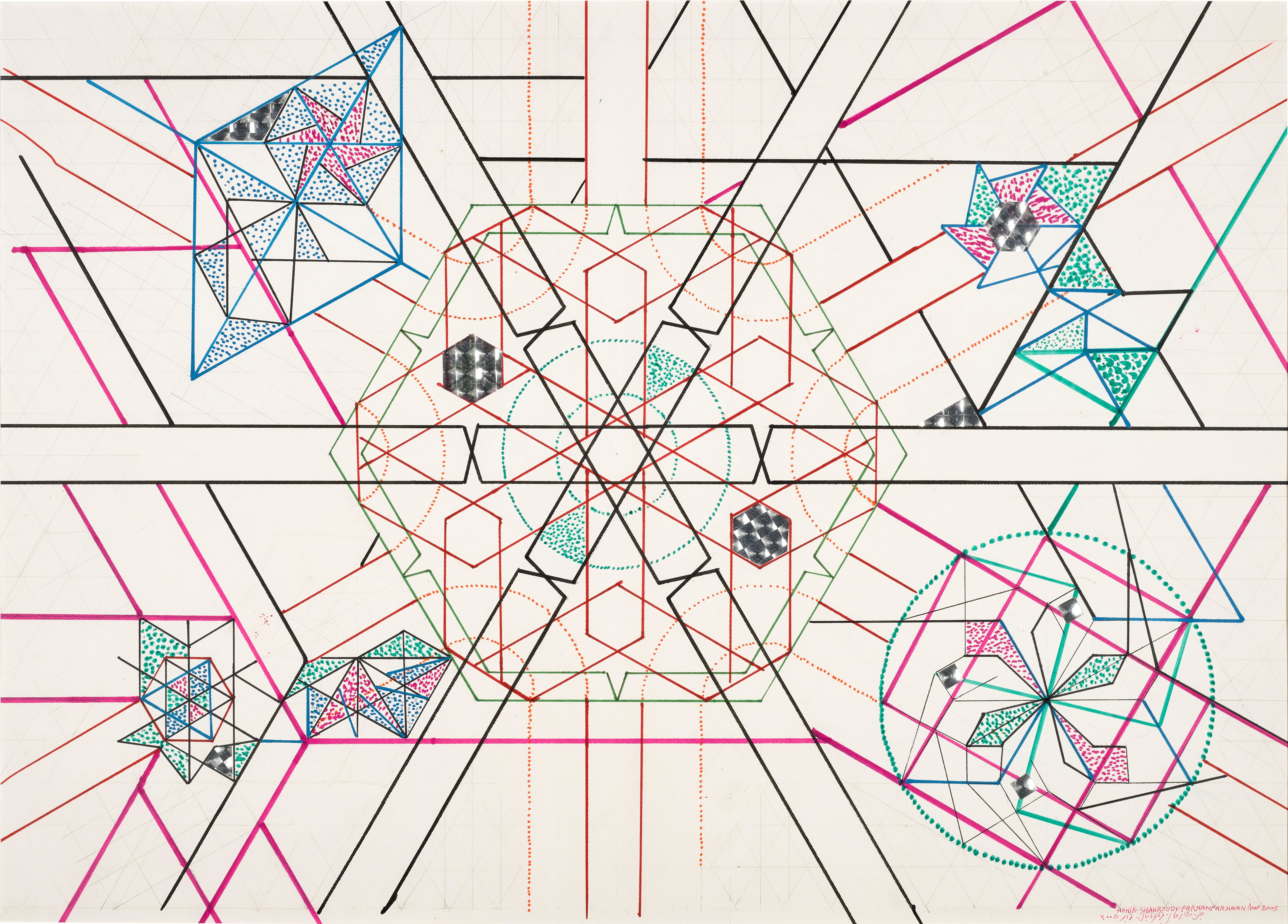 Monir Shahroudy Farmanfarmaian, A Drawing (Variations on a Hexagon), 2005