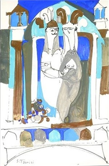 Painting, Sadegh Tabrizi, Loving Couple, , 21640