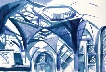 Painting, Zahra Nazari, Blue Interior, 2020, 42409