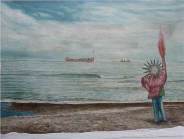 Painting, Ghasem Hajizadeh, Emigration, 1986, 6113