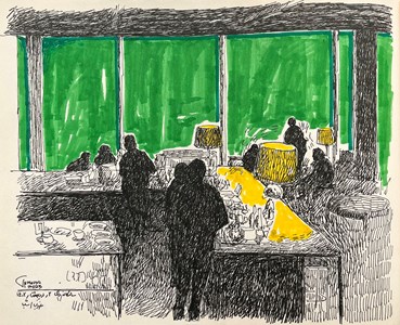 Painting, Mousa Rabbani, Afternoon at the Cafe, 2023, 71197