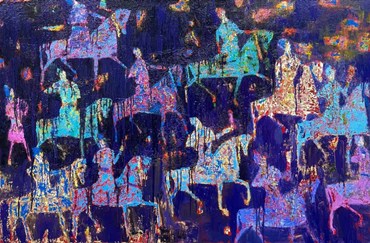 Painting, Reza Derakshani, Purple Night Hunt, 2016, 72385