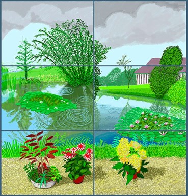 , David Hockney, Water Lilies in the Pond with Pots of Flowers , 2021, 72069