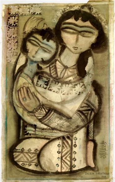 Painting, Jazeh Tabatabai, Two Figure, 1959, 17696