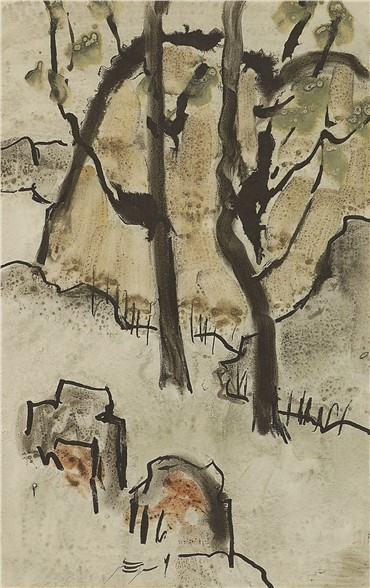 Painting, Sohrab Sepehri, Landscape with Trees, 1965, 4165
