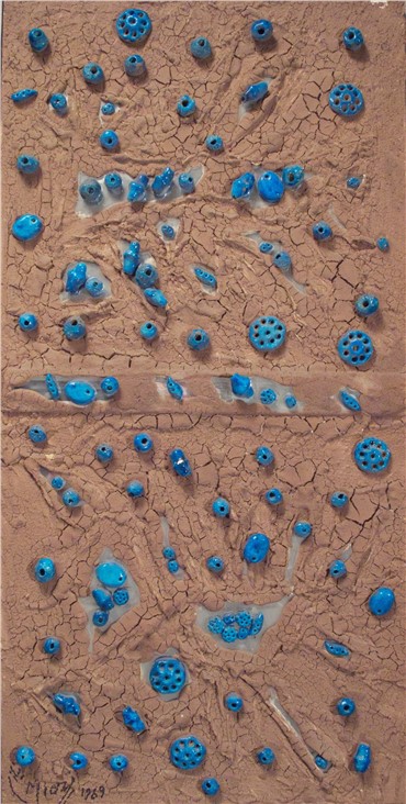 Painting, Manouchehr Niazi, Clay and Blue Stones, 1989, 8778