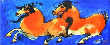 Painting, Nasser Ovissi, Running Horses, , 42036