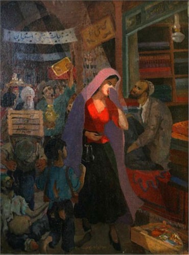 Painting, Mahmoud Javadipour, Bazaar, 1950, 6717