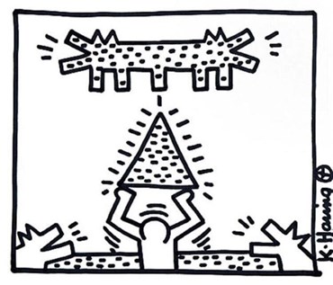 , Keith Haring, Men, Pyramid, Double Headed Barking Dog, 1983, 63047
