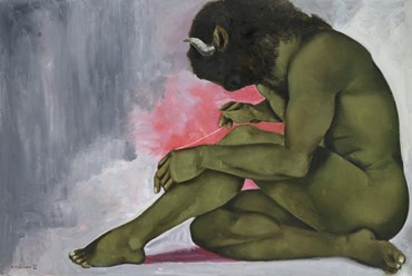 Painting, Bahman Mohassess, Young Minotaur Finding a Piece of Thread, 1985, 75387