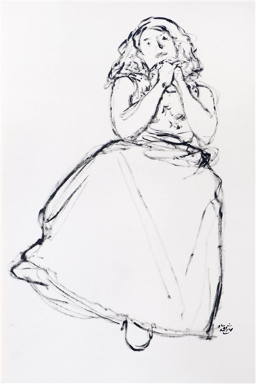 Drawing, Hosein Shirahmadi, Prayer, 2020, 38226