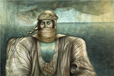 Painting, Ghasem Hajizadeh, Homme au turban, Paris, 1986, 24585