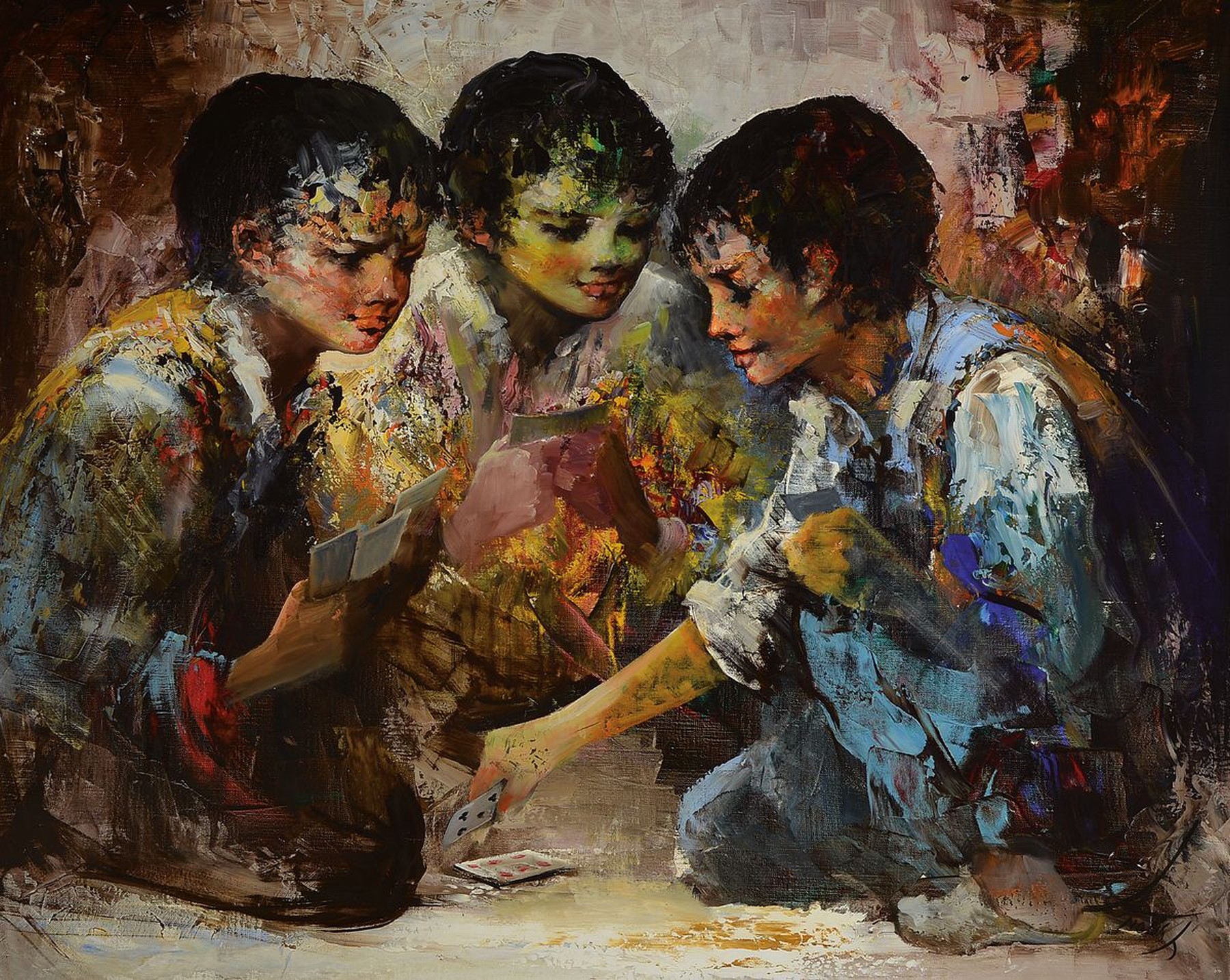 Anoush Rahnavardkar, Children Playing Cards, 0