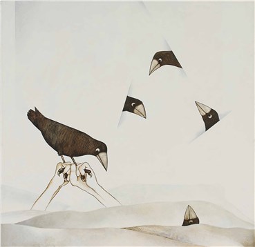 Painting, Alireza Espahbod, Crows, 1979, 8573