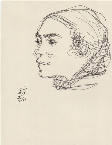 Drawing, Hosein Shirahmadi, A Note on a portrait, 2020, 38198