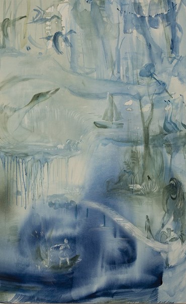 Painting, Saba Farhoudnia, Her Bridge to the Blue Rose, 2024, 73096