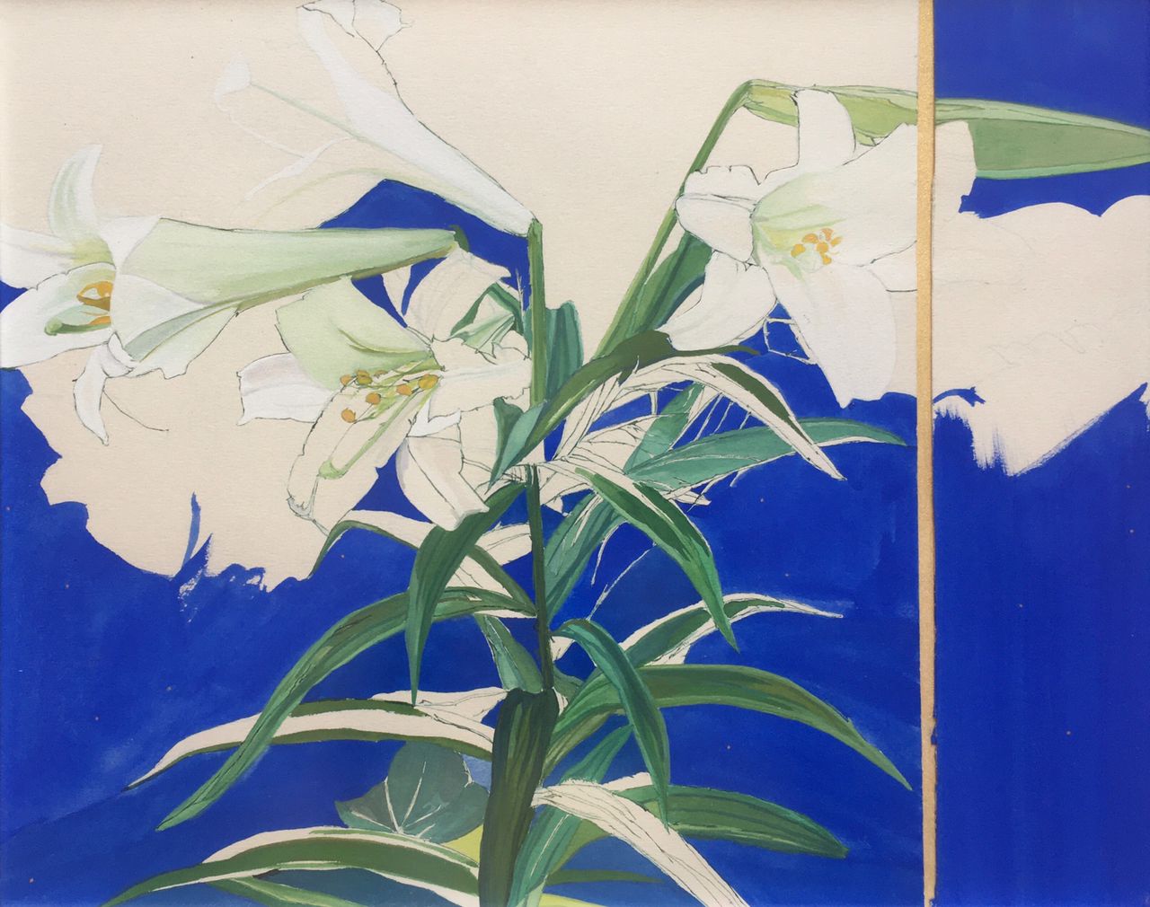Mozhan Yaghoubi, Unfinished White Lilies and the Starry Night, 2021