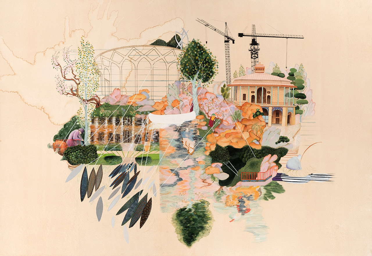 Elham Pourkhani, Khosrow Spies Shirin Bathing, 2019