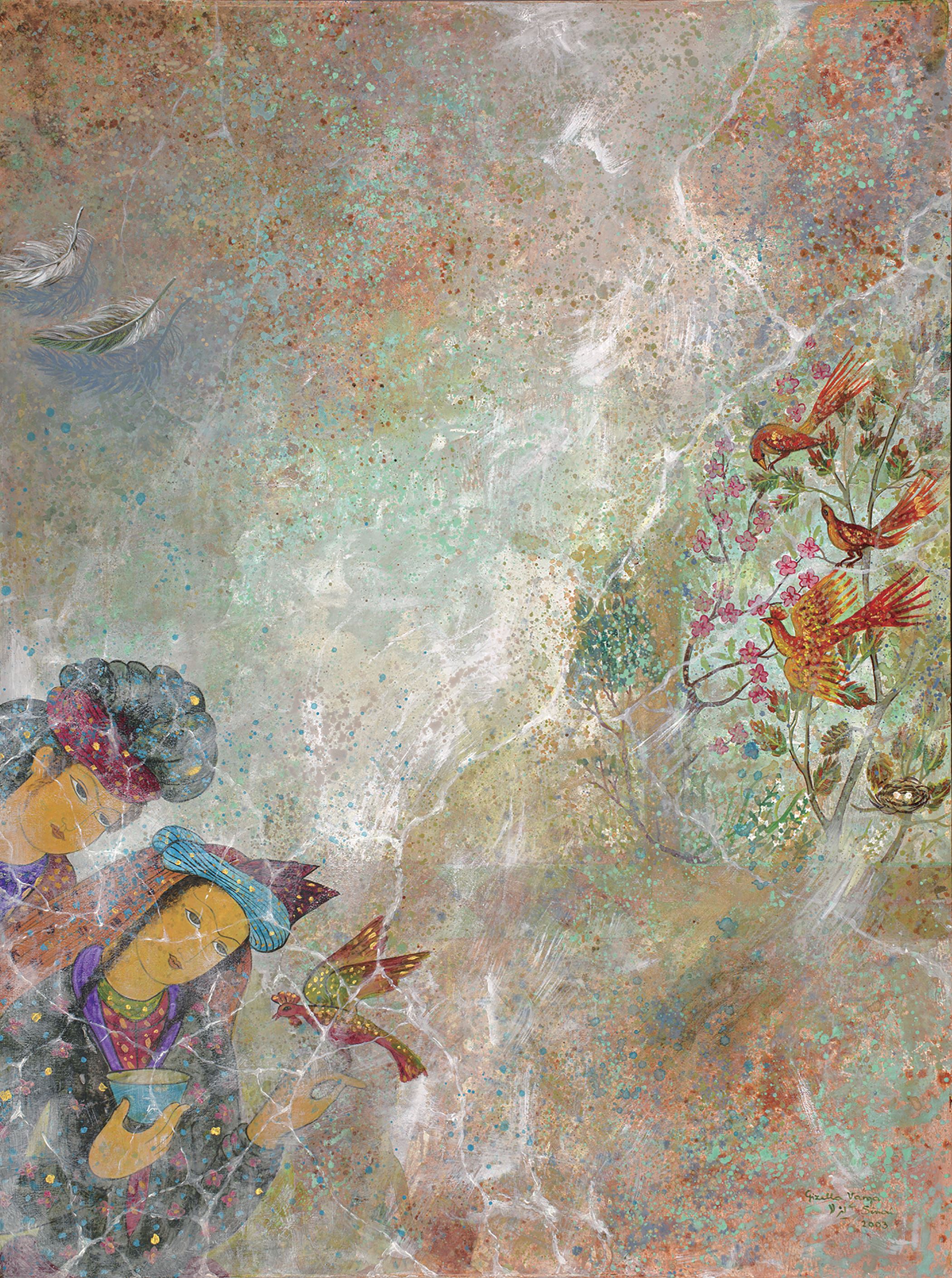 Gizella Varga Sinaei, Garden with Birds, 2003