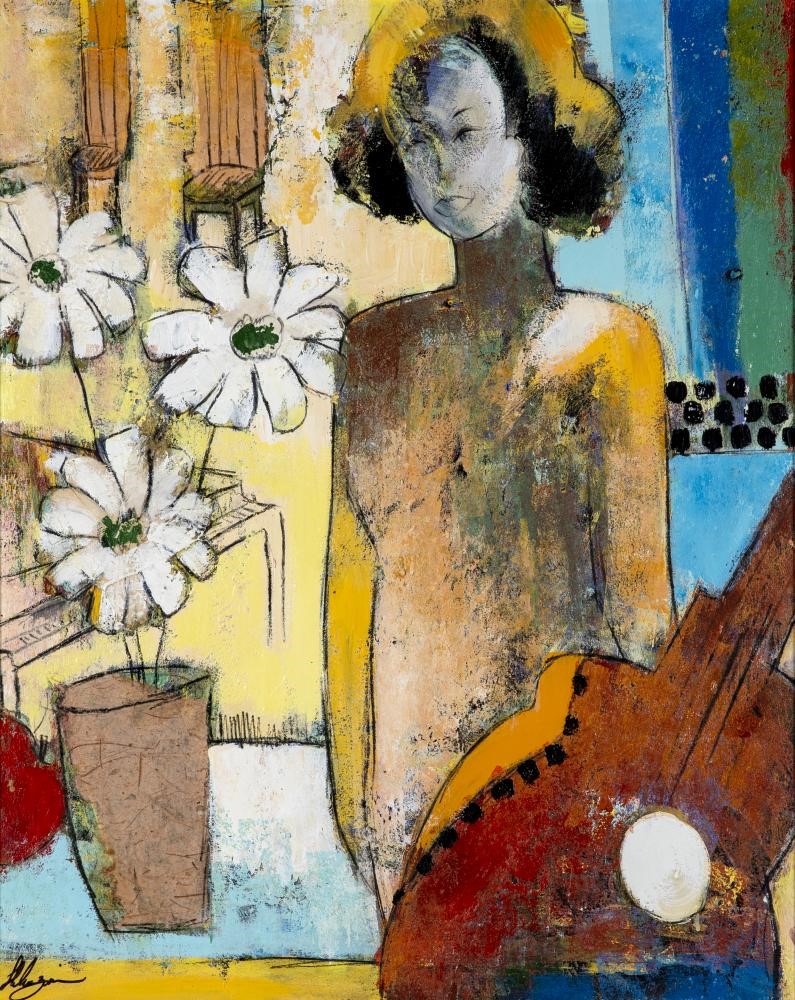 Helen Zarin, Girl with Plant Pot and Guitar, 0