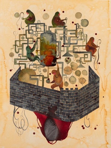 Painting, Shiva Ahmadi, Brick Wall, 2017, 78877