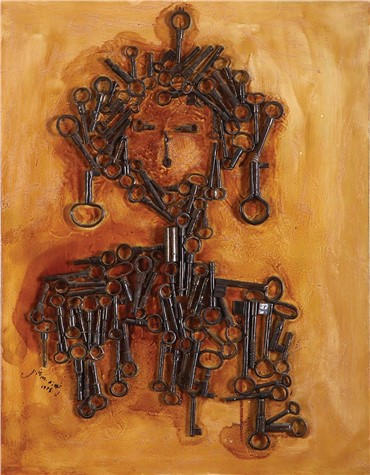 Painting, Manouchehr Niazi, Woman with Keys, 1975, 8754