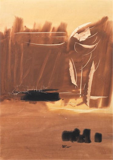 Mixed media, Sohrab Sepehri, Abstract Composition in Sienna, 1965, 15162