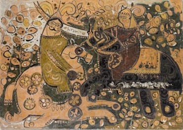 Painting, Sadegh Tabrizi, Two Horseman, 1970, 44604