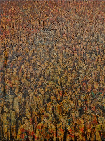 Painting, Manouchehr Niazi, Crowd of People, 2008, 8765