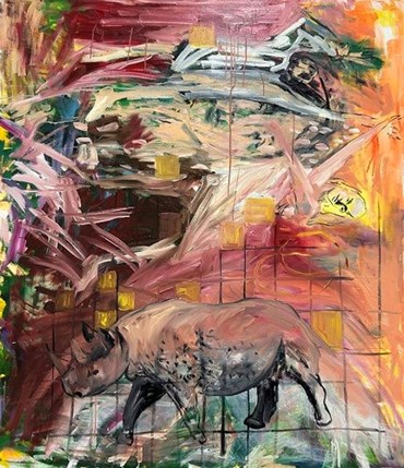 Painting, Donya Aalipour, Rhinos Don’t Dance, 2025, 80687
