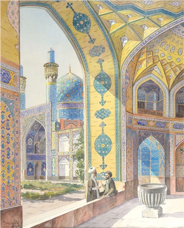 Painting, Yervand Nahapetian, Interior courtyard of The Charbagh School in Isfahan, 1971, 21253
