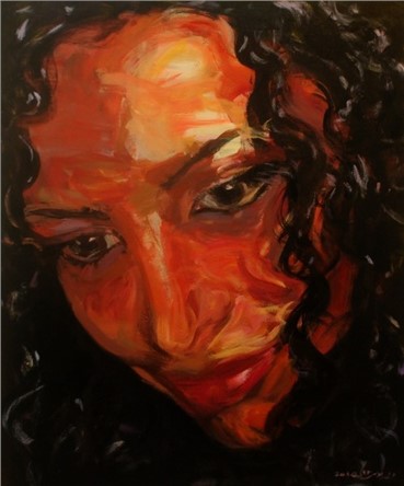 Painting, Dariush Hosseini, A Girl with Black Curly Hair, 2014, 1445