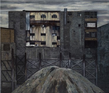 Painting, Javad Modaresi, The Building and the Hill, 2019, 19703