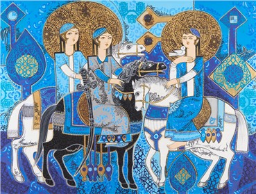 Painting, Sadegh Tabrizi, Three Riders, 1996, 17096