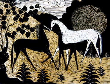 Painting, Mahmoud Javadipour, Three Horses, 1959, 44770