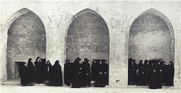 Photography, Shirin Neshat, Veiled Women in 3 Arches, 1999, 46