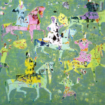 Painting, Reza Derakshani, Yellow Pink Hunt Green, 2014, 79796