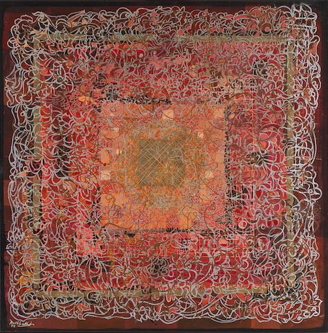 Jafar Rouhbakhsh, Talismanic Composition in Red, 1995