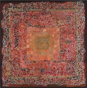 Painting, Jafar Rouhbakhsh, Talismanic Composition in Red, 1995, 18587