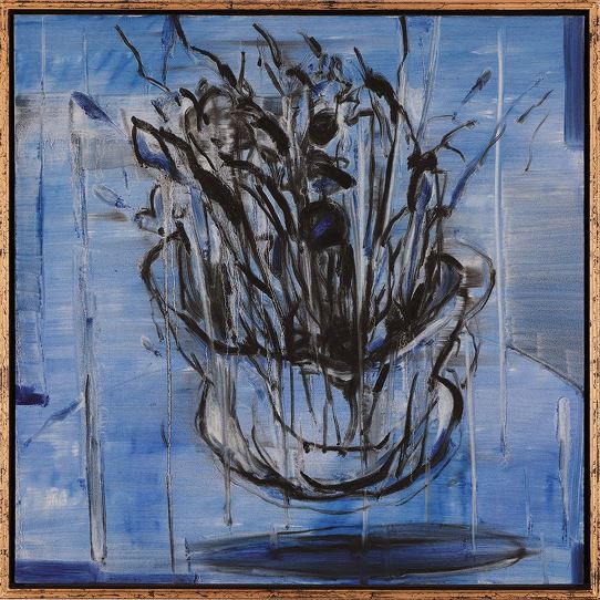 Aidin Xankeshipour, Dead Flowers on Blue, 2024