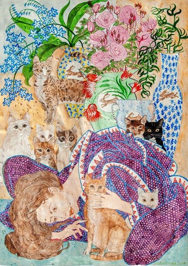 Painting, Elham Nafisi, Cat Girl, 2019, 56559