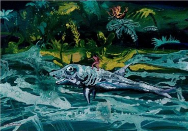 Works on paper, Mahmoudreza Zandpoor, Catching the Trout, 2015, 3528
