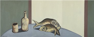 Painting, Bahman Mohassess, Fish, Pot and Bottle, 1973, 15549