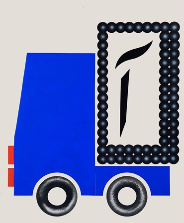 Painting, Shabahang Tayyari, A truck carrying an Alef with a hat, 2020, 34384