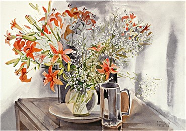 Works on paper, Houshang Seyhoun, Floral Still Life with Mug, 1987, 10302