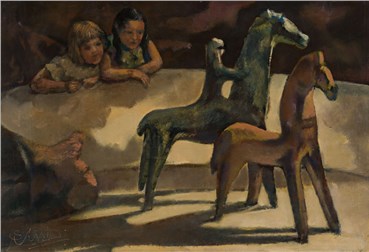 Painting, Javad Hamidi, Children and Clay Horses, 1990, 20035