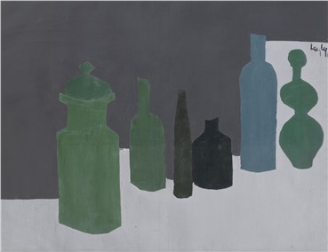 Painting, Leyly Matine Daftary, Green Bottles, 1970, 18580
